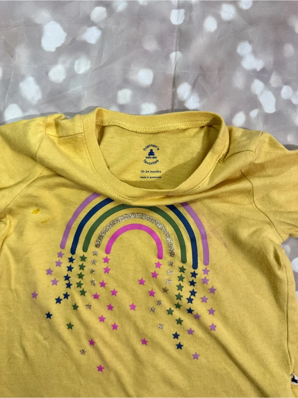 GAP Yellow Long-Sleeve Rainbow & Star Graphic Tee